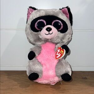 Ty Pink and Gray Raccoon Plush Toy